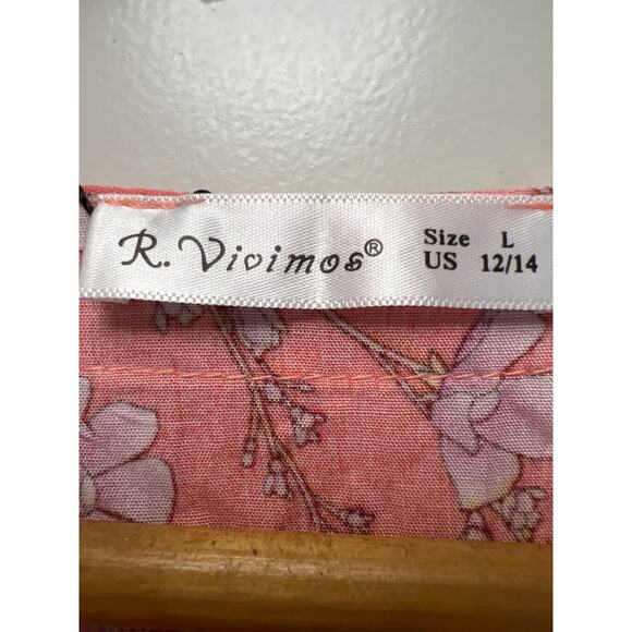 NWT R. Vivimos Women’s Boho Whimsical Tiered Ruffle Maxi Dress Size L 12/14 Pink - Picture 8 of 11